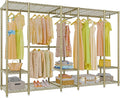 VIPEK V50 Gold Closet Rack, Extra Large Elegant Heavy-Duty Freestanding Wardrobe with Adjustable Shelves for Bedroom, Dressing Room, Retail Display, 1300 lb Capacity