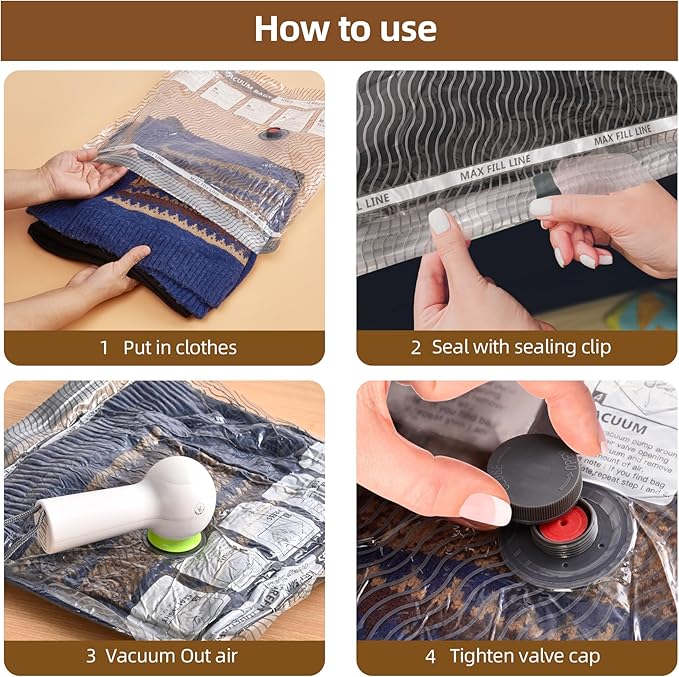 15 Pack Vacuum Seal Bags with Wireless Rechargeable Electric Pump,Vacuum Storage Bags with LED Light(5L+5M+5S),Travel Vacuum Bags for Luggage,Space Saver for Clothes & Clothing Travel