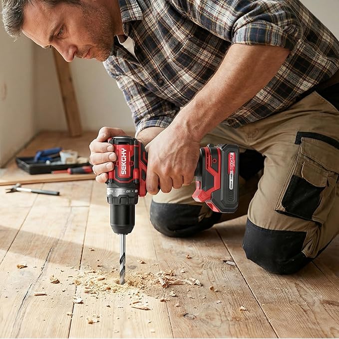 20V MAX Cordless Drill Driver Kit, 70Nm High Torque, LED Light, 26 Piece Accessory Set, 2 Batteries and Fast Charger for Wood Metal Drilling