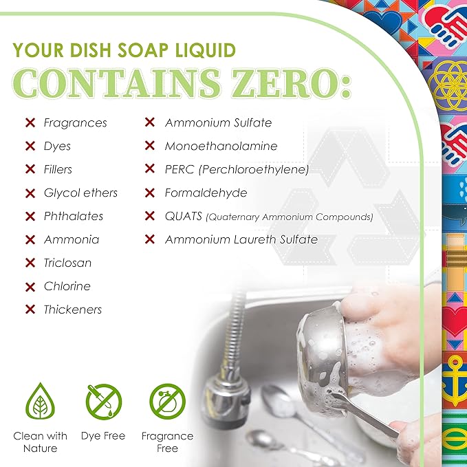 Truly Free Non Toxic Dish Soap Kit | Natural Concentrated Dishwashing Liquid - Sweet Basil Scent | Organic Plant-Based | Family Safe - Eco-Friendly Formula | 16 fl oz