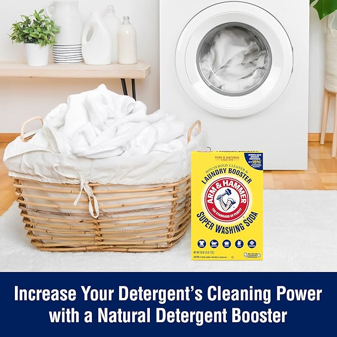 ARM & HAMMER Super Washing Soda Household Cleaner and Laundry Booster, Versatile Natural Home Cleaner, Powder Laundry Additive, 55 oz Box (Pack of 2)