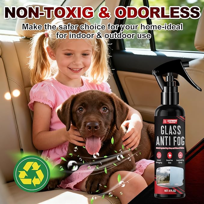 Anti Fog Spray for Glass & Windshield Defogger – 24H Long Lasting Prevention for Car, Mirrors, Windows, Goggles, Shower Door – Streak-Free & Instant Clear with Microfiber Towel, 120ml/4oz