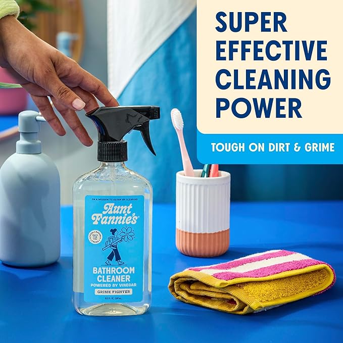 Aunt Fannie's All Purpose Bathroom Cleaner Vinegar Spray for Shower, Tub, Toilet, Tile, Sink and Fixtures, 16.9 Ounces (Pack of 6)