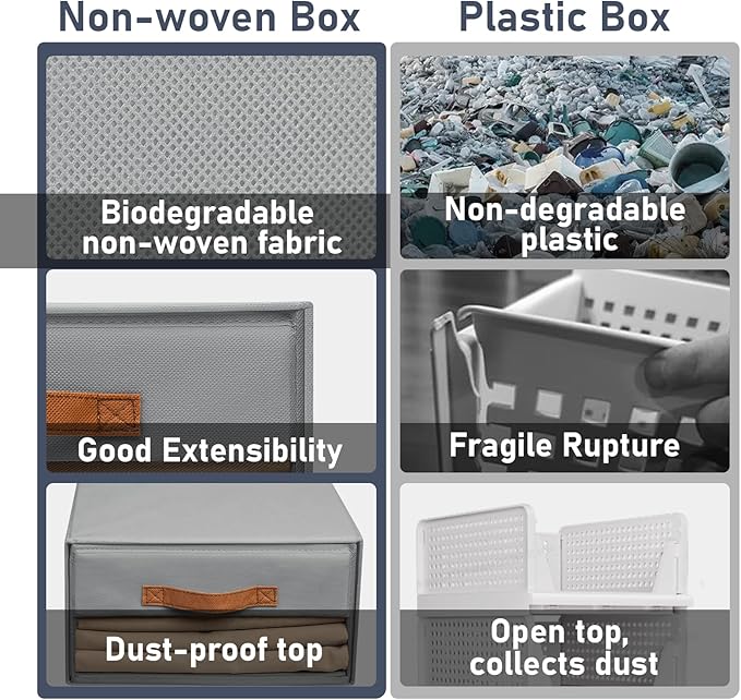 DIMJ Closet Organizers and Storage - Fabric Bins with Drawers for Closet Foldable Clothes Organizers with Clear Window, Stackable Storage Drawers Units for Bedroom, Living Room, 4-Pack, Grey