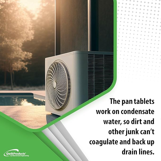 QwikTreat Condensate Pan AC Drain Line Tablets, AC Drain Line Cleaner, Remove HVAC Pipe Clogs and Control Odors for Effective Maintenance, 100 Tabs
