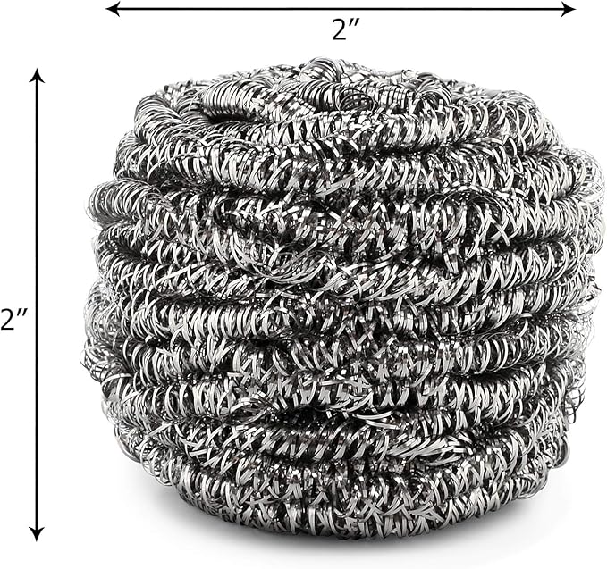 SCRUBIT 6 Pack Stainless Steel Scourers – Steel Wool Scrubber Pad Used for Dishes, Pots, Pans, and Ovens. Easy scouring for Tough Kitchen Cleaning.