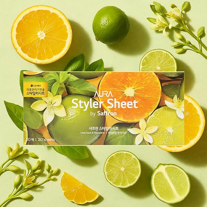 Pear & Freesia, Lime Basil & Mandarin, and Jasmin Blue 20 x 3 Pack - Long-Lasting Dryer Sheet Scent for Clothing Styler - Deodorizing & Refreshing Fragrance - Easy Use Styler Fabric Softener Sheets
