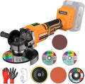 Cordless Angle Grinder Power Tools, Compatible with Dewalt 20V Max Battery Grinder Tool, Brushless Motor with LED, 3 Variable Speed, 4-1/2" Cutting Whee, Flap Disc Grinding (No Battery), Orange