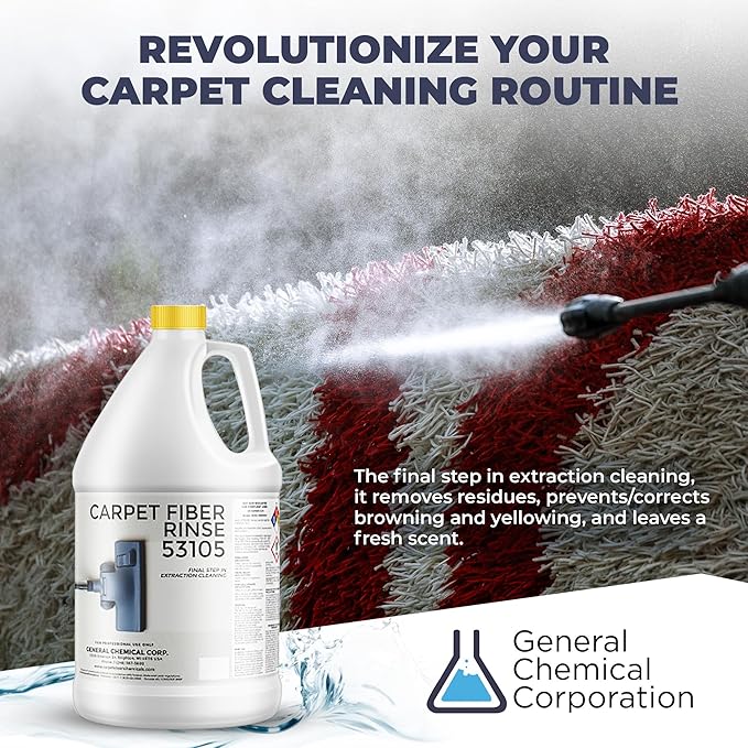 CarpetGeneral- Carpet Fiber Rinse & Odor Neutralizer Solution 53105|Prevent Browning, Bleeding & Odors with Top Carpet Cleaner Liquid|Carpet Fiber Rinse Professional Residue Attracting Agent -1 Gallon