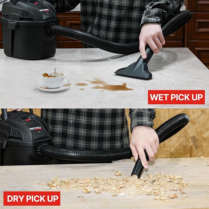 Shop-Vac 2021005 1 Gallon Micro Wet/Dry Vacuum, 1.0 Peak HP, 1.25 Inch Diameter x 4 Foot Hose, 6 Food Cord, Lightweight And Portable, Quick Wet/Dry Pickup
