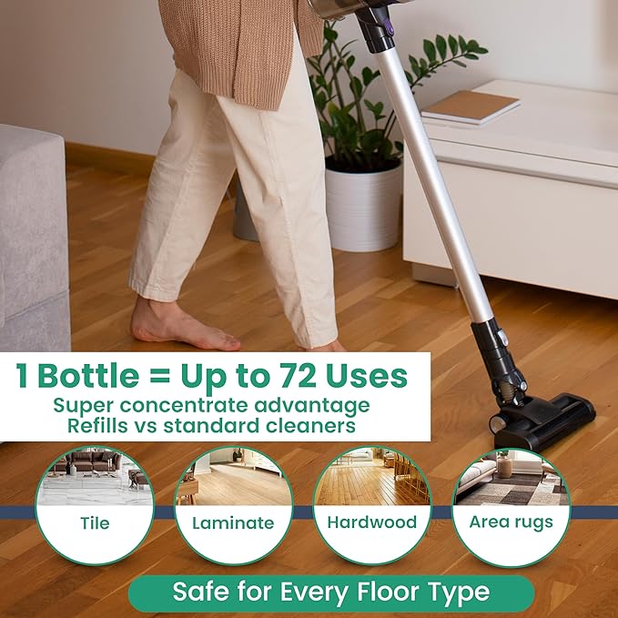 Think Crucial 72x Uses SUPER Concentrate Compatible with Tineco® iFloor & FLOOR ONE (S3/S5/S6) – 6 oz Neutral pH Multi-Surface Floor Cleaning Solution