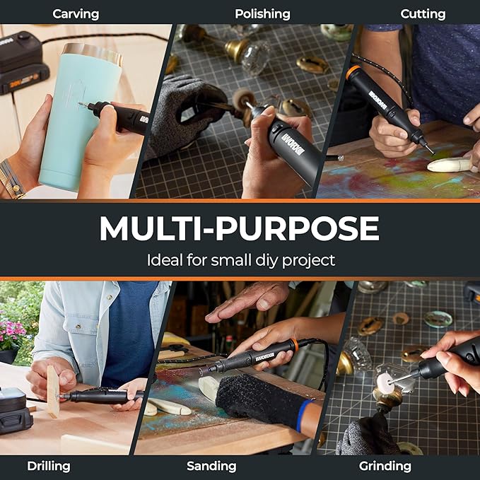 Cordless Rotary Tool Kit, 20V Power Rotary Tool for Sanding, Carving, Drilling, Engraving, Polishing, DIY Crafts with 42 Accessories, Brushless Motor, 5000-35000 RPM Variable Speed,Tool Only