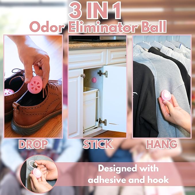 Air Jungles Shoe Deodorizer Balls 6 Ct, Honey Peach Scent, Odor Remover Balls for Sneakers, Gym Bags, Lockers, Closets, Hampers, and Drawers, Essential Oil Provides Natural Freshness