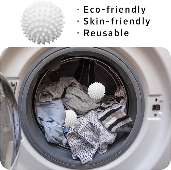 6PCS 2.3 Inch Laundry Dryer Balls, Reusable Drying Balls for Clothes and Fabric Softening (White)