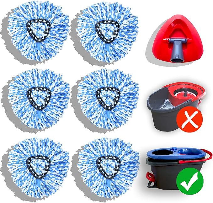 7 Pack Mop Replace Head for 2-Tank Spin Mop Compatible with Ocedar Rinse Clean - Mop Refills Made of Microfiber, Deep Cleaning Machine Washable and Easy-to-Replace