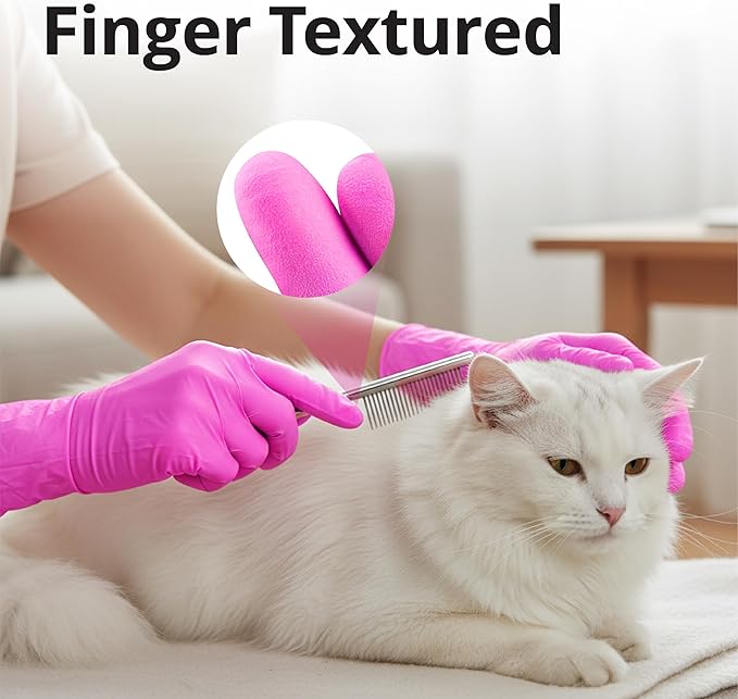 Powder-Free Nitrile Gloves, 3-mil, Disposable Nitrile Gloves, Latex-Free, Powder-Free - Pink/Fuchsia