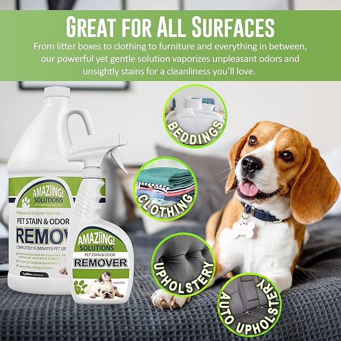 2-Pack Pet Stain and Odor Remover Enzyme Cleaner, Pet Urine Odor Eliminator Spray w/Gallon Refill - All Purpose Cleaner to Eliminate Pet Odor for Carpet and Hardwood Floors