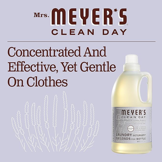 MRS. MEYER'S CLEAN DAY Liquid Laundry Detergent, Cruelty Free, Lavender Scent, 64 oz- Pack of 2