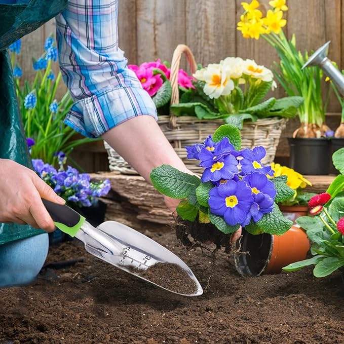 Garden Trowel & Hand Wide Shovel Pointed with Soft Rubberized Non-Slip Ergonomic Handle for Planting, Transplanting, Weeding, Moving and Smoothing Soil - Gardening Gift (Style 2)
