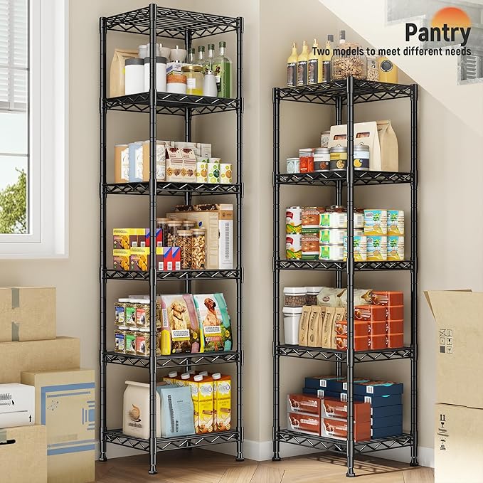 5 Tier Metal Shelving Unit Wire Shelving,Storage Shelves for Small Space:Adjustable Storage Rack Standing Bathroom Shelf and Narrow Shelf for Laundry Dorm Kitchen Pantry Closet15.8"w*11.8"D*53"H