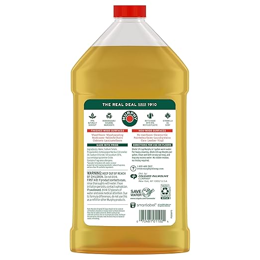 Murphy Oil Soap Concentrated Formula, Wood Cleaner, No-Rinse Floor Cleaner, Citronella Oil Scent, 32 fl oz Bottle (3 Pack)