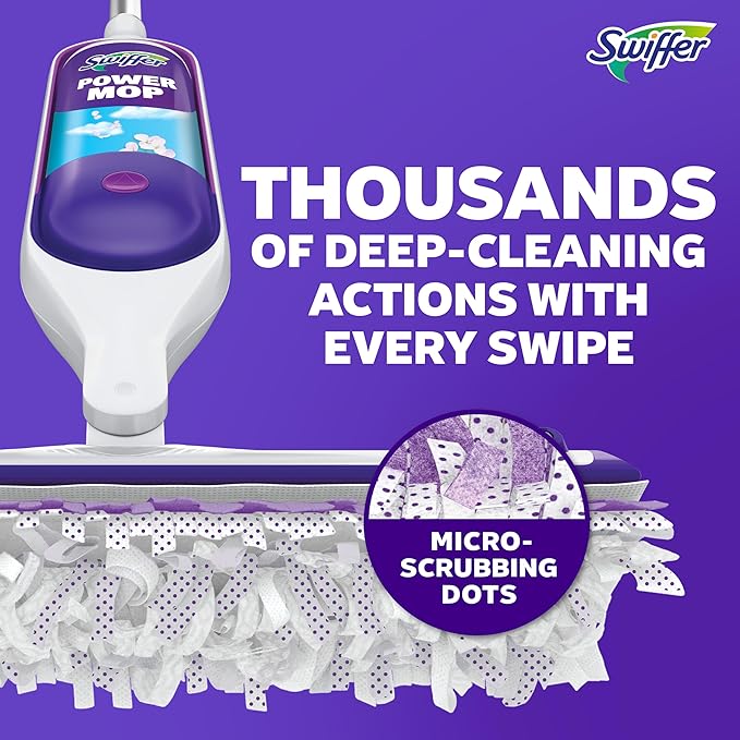 Swiffer PowerMop Multi-Surface Mop Kit for Floor Cleaning, Fresh Scent, Mopping Kit Includes PowerMop, 2 Mopping Pad Refills, 1 Floor Cleaning Solution with Fresh Scent and 2 Batteries