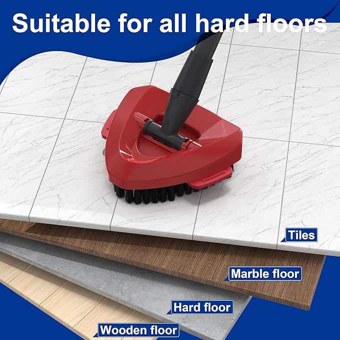 Triangle Scrub Brush Head for 2-Tank Snap-On Spin Mop Systems, Aftermarket Floor Scrubber Replacement with Outward-Angled Nylon Bristles for Corners, Grout & Edges — Hard Floor Deep Cleaning, 1 Pack