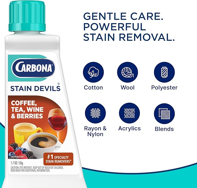 Carbona Stain Devils® #8 | Coffee, Tea, Wine & Juice | Professional Strength Laundry Stain Remover | Multi-Fabric Cleaner | Safe On Skin & Washable Fabrics | 1.7 Fl Oz, 3 Pack