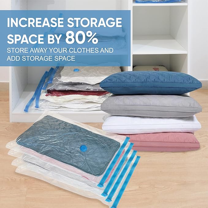 Roomimaster Vacuum Storage Bags, Vacuum Seal Space Saver Bags for Clothing, Travel Lugggage, Carry-on, Blankets, Comforters, Pillow, Bedding, 20 Combo