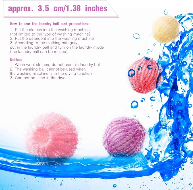 Blulu 12 Pieces Pet Hair Remover for Laundry Dryer Balls Reusable Washing Machine Hair Catcher Pet Dog Cat Catcher Lint Remover (Vivid Color)