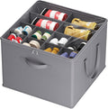 Lifewit Shoe Storage Organizer for Closet, Fabric Large Shoe Box Storage Containers with Clear Cover, Foldable Bins for Boots Heels Sneakers Fits 12-16 Pairs, 1 Pack Gray