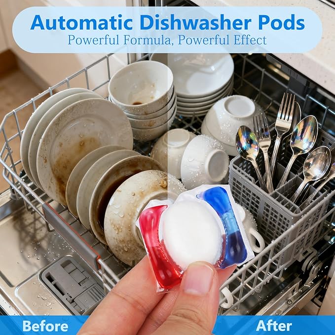 32 Count Dishwasher Pods, No Pre-Rinse Dishwasher Detergent Soap On Stain and Grease, Leaving a Virtually Spotless Shine,Dishwasher Detergent for Deep Cleaning