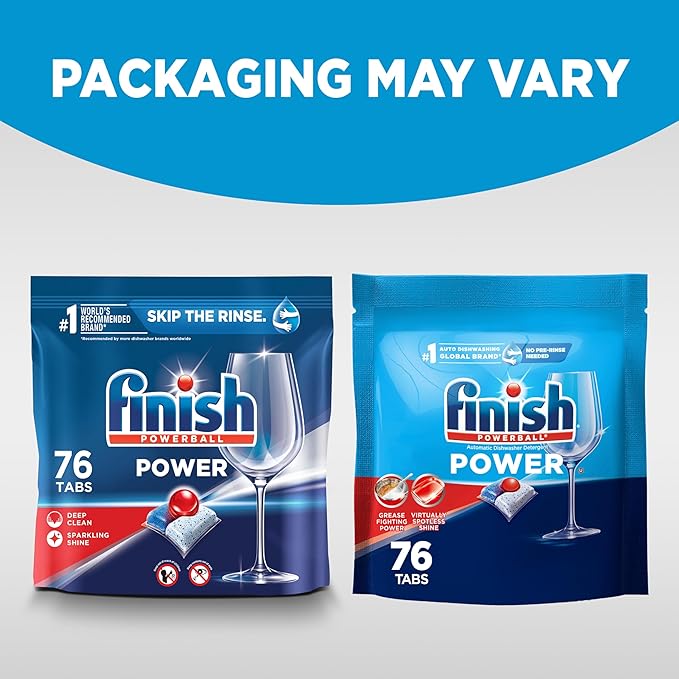 Finish Power Dishwasher Pods, No Pre-Rinse Dishwasher Detergent Soap For Deep Clean & Shine with Degreasing Power, 76 Count