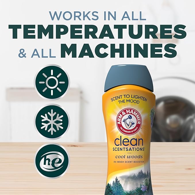 ARM & HAMMER Clean Scentsations In-Wash Scent Booster, Cool Woods scent, 24 Oz