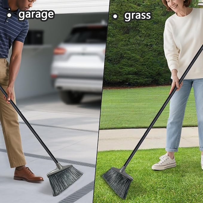 Outdoor Indoor Broom for Floor Cleaning - 54 inch Outside Indoor Broom, Medium-Hardness Bristles Brooms for Sweep Outdoor, Angle Brooms for Floors Applied to Yards, Garages, Patios, and Walkways, etc