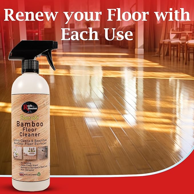 Rock Doctor Flooraid+ Bamboo Floor Cleaner Spray, 2 Pack, Heavy Duty Non Abrasive Cleaning Solution for Hard Floors, Counters, and Surfaces, Rinse Free