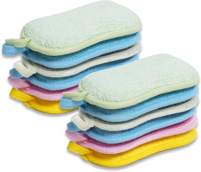 Dish Sponge Kitchen Sponges,Scrub Sponges,Double Sided Cleaning,Non Scratch,Ultra fine Fiber Wiping+Stainless Steel Wire to Remove Stubborn Stains,Durable Thickening (Large 12-Pack)