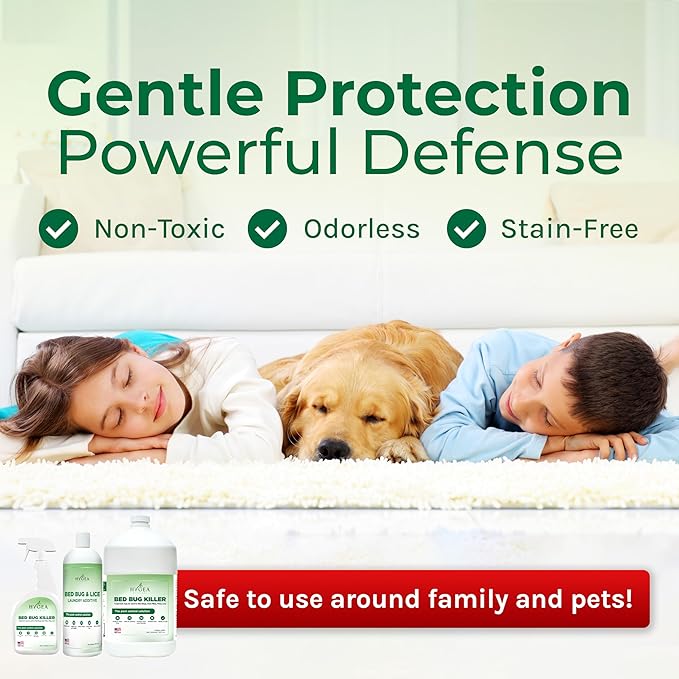 Hygea Natural Combo Pack, Natural Formula, Child & Pet Friendly, Odorless, Includes Bed Bug Spray 24 Ounce, Refill 128 Ounce & Laundry Additive 32 Ounce