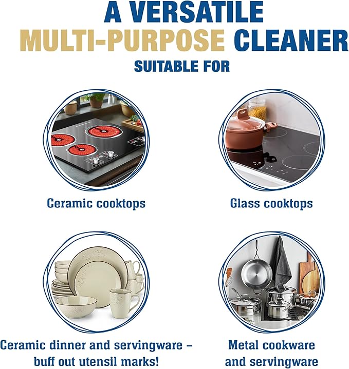 Bar Keepers Friend Cooktop Cleaner (2 x13 oz) Multipurpose Liquid Stovetop Cleanser - Safe for Use on Glass or Ceramic Cooking Surfaces, Copper, Brass, Chrome, and Stainless Steel & Porcelain Sinks