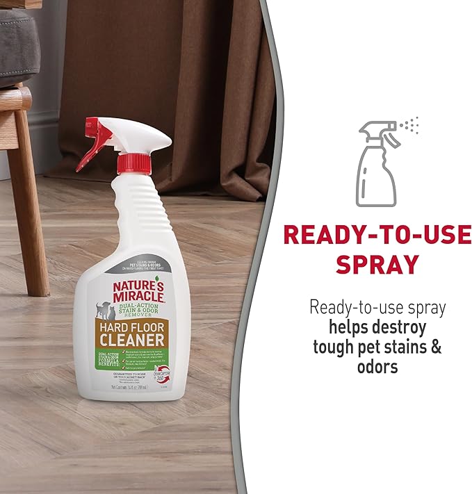 Nature's Miracle Hard Floor Cleaner,24 Ounces,Dual-Action Stain and Odor Remover Works to Remove Tough Pet Stains and Odors On Sealed Wood-and Hard Floor Surfaces,(Pack of 2)