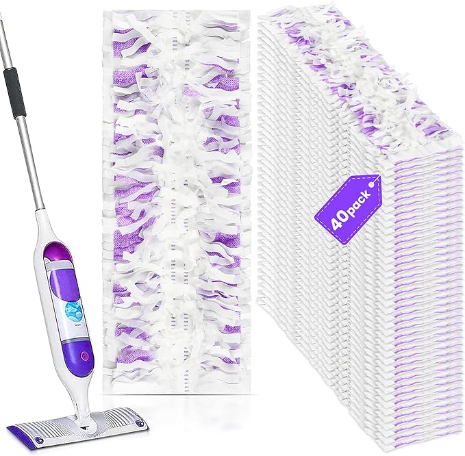 40 Cout Power Mop Pads Refills for Powermop , Multi-Surface Disposablen swiffer Power Mop Pads，Unscented Spray Cleaning Repalcement Pads Refill