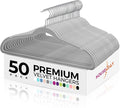 HOUSE DAY Premium Velvet Hangers 50 Pack Grey, Non-Slip Flocked Felt Hangers, Sturdy Clothes Hanger with 360° Rotatable Hook, Heavy Duty Durable Slim Coat Hanger for Closet Space Saving