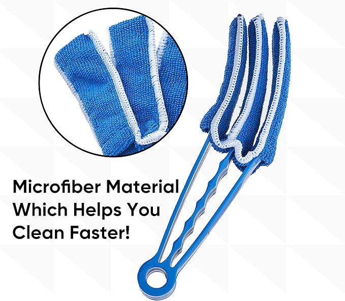 Blind Cleaner Duster Tool, Fan Blade Cleaner, Air Duct Cleaning Tools, Blue Window Blinds Cleaner with Microfiber Sleeve for Fans, Window Blinds, Vents, Shutters…(2 Pack -Superio)