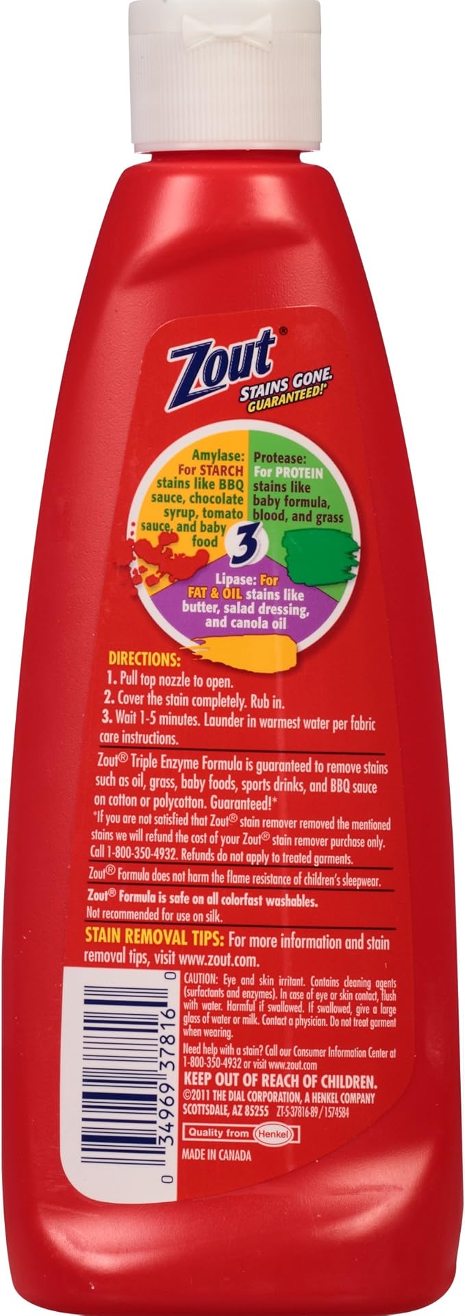 Zout Laundry Stain Remover, Triple Enzyme Formula, 12 Ounce (Pack of 3)