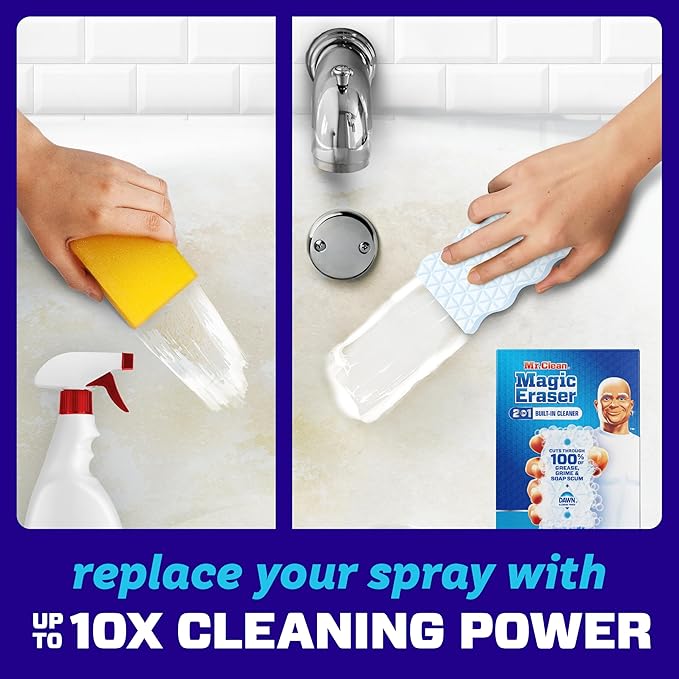 Mr. Clean Magic Eraser Foaming Sponge, All Purpose Cleaner, Dawn Cleaning Power, Wall, Sneaker, Oven Cleaner, Kitchen, Bathroom, Shower Cleaning Supplies, Scrubber, Ultra Foamy, 7ct