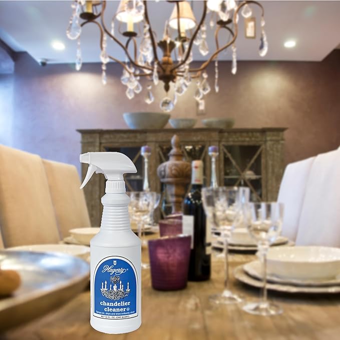 Hagerty Chandelier Cleaner - Spray On Chandelier Cleaner Drip Dry Spray No Wipe - Crystal Cleaner for Chandeliers, Glass Cleaner Spray, for Crystal, Glass, Bronze, Metal - Sprays up to 25 Feet - 32 Oz