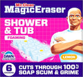 Mr. Clean Magic Eraser Sponge, Bathroom, Shower, Tub Cleaner, Soap Scum Remover, Bathroom Cleaning Supplies, Dawn Cleaning Power with Lemon Scent, Shower & Tub, 6ct
