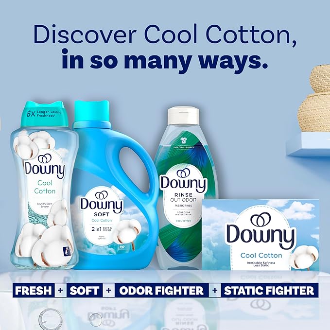 Downy Cool Cotton In-Wash Laundry Scent Booster Beads, 24 oz, laundry scent beads, Long-lasting Freshness