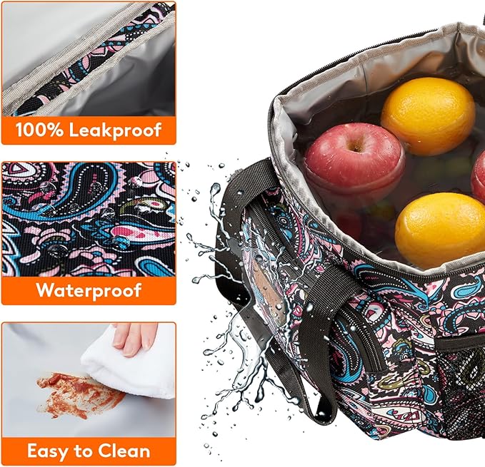 Lifewit Medium Lunch Bag, Insulated Lunch Box, Soft Cooler Cooling Tote for Adult Men Women, Paisley 12-Can (9L)