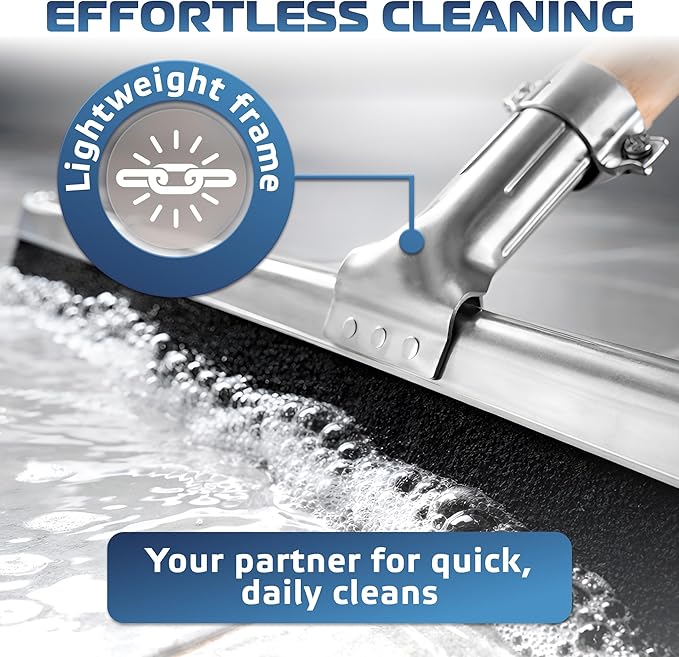 DSV Standard Uneven Surface Floor Squeegee 22’’, Double Foam Blade Garage Squeegee, Taper Pole Connection - Handle Sold Separately for Tiles, Concrete and Asphalt